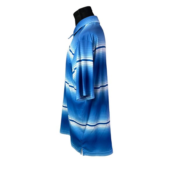 Adidas Men's Climalite Blue Striped Short Sleeve Polo Shirt XL - Picture 4 of 7